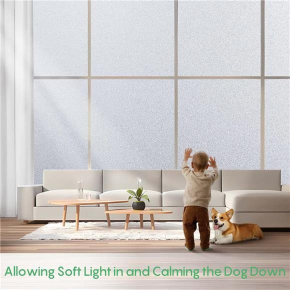 Window Privacy Film Frosted Glass Window Film Sun Blocking17.5 x 78.7 Inch, Pure - Picture 3 of 6